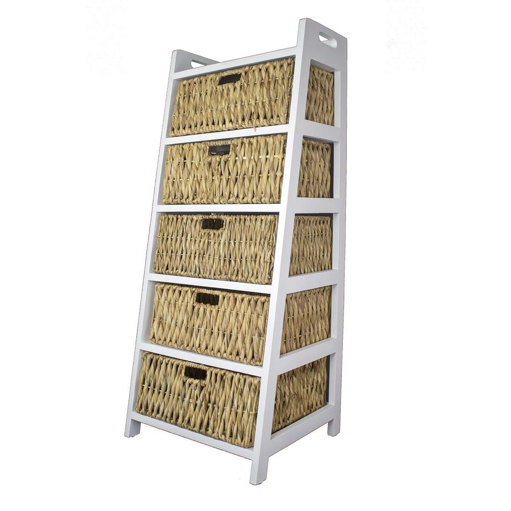 homeroots shelly assembled 21 in x 21 in x 18 in white wash accent storage cabinet with 5 baskets 319735 the home depot