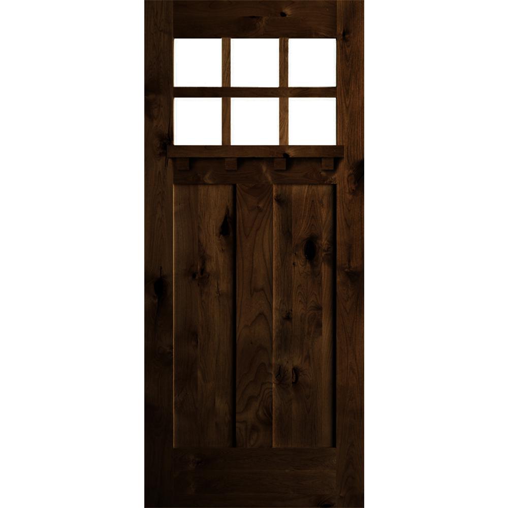 Krosswood Doors 42 In X 96 In Craftsman Alder Clear 6 Lite Red