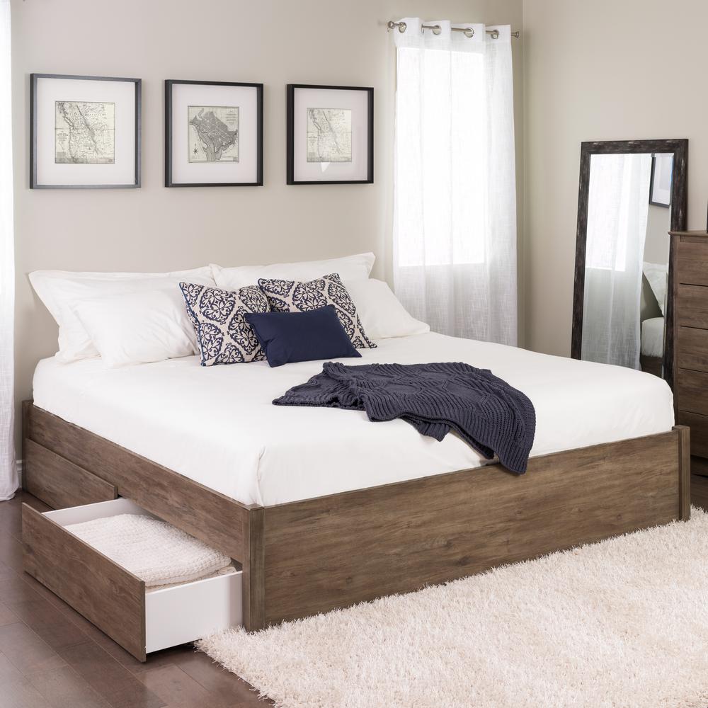 Prepac Select Drifted Gray King 4 Post Platform Bed With 2