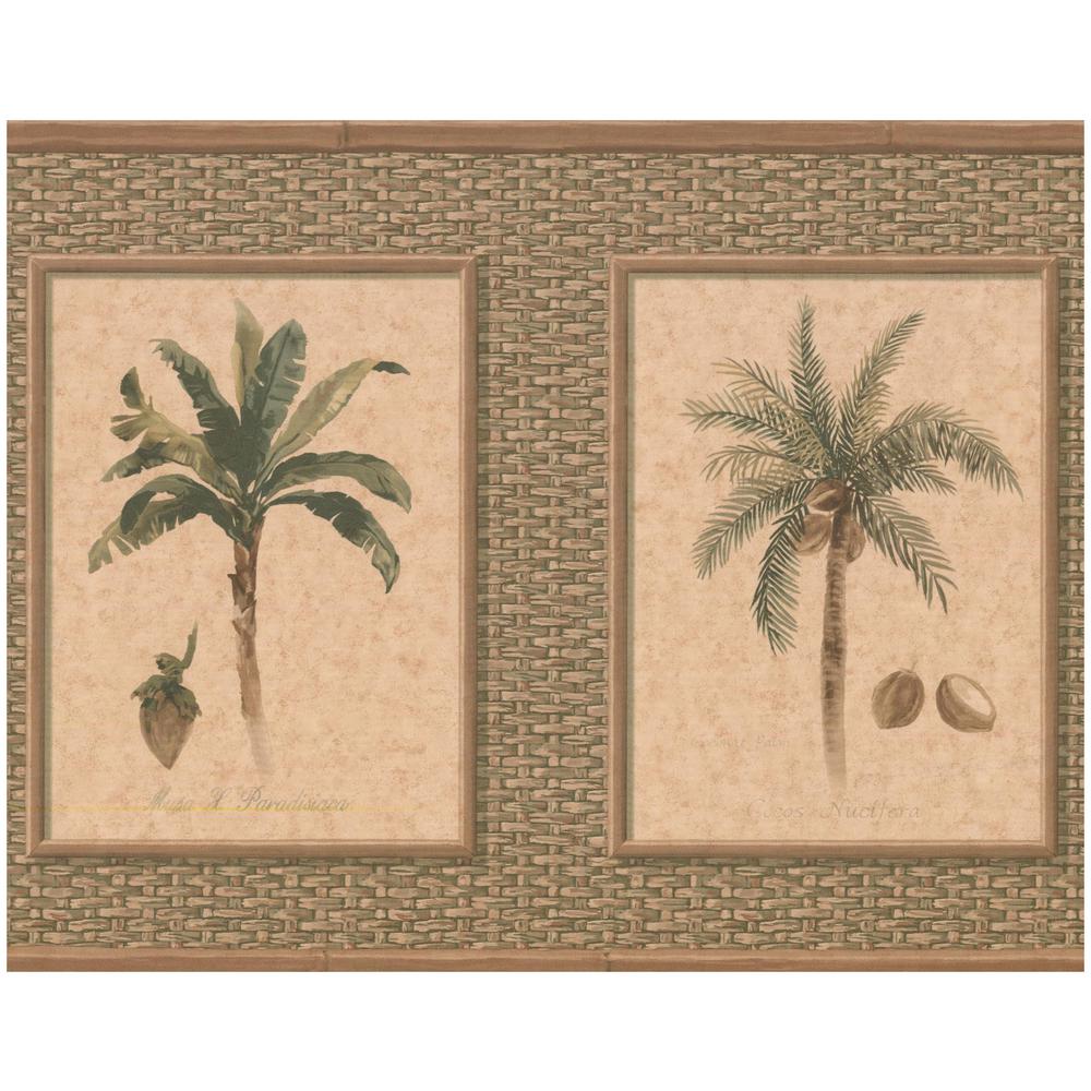 York Wallcoverings Palm Coconut Trees Beige Green Prepasted York Wallcoverings Palm Coconut Trees Beige Green Prepasted Wallpaper Border