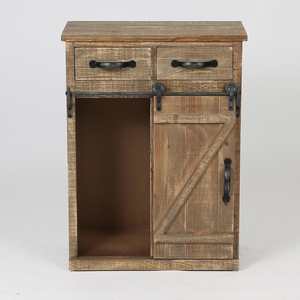 Winsome House Rustic Wood Console Cabinet With Sliding Barn Door