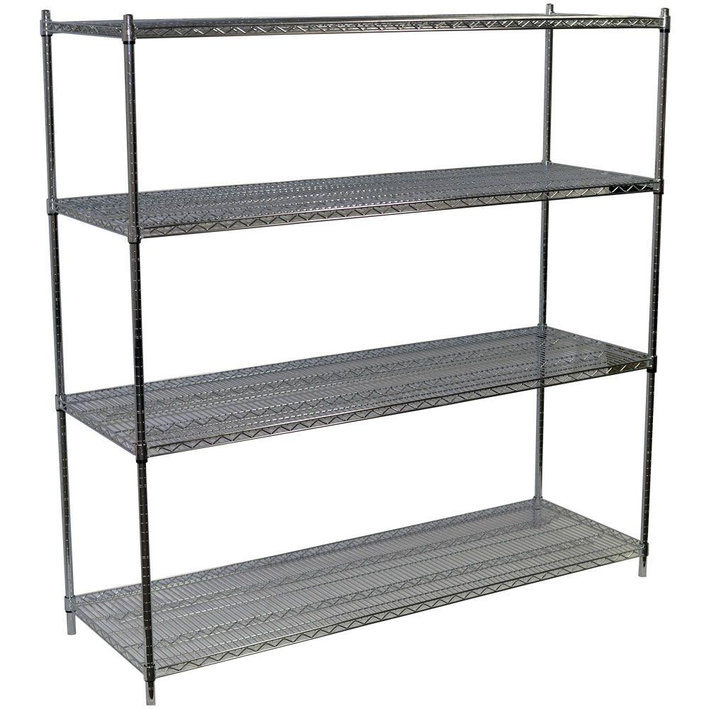 Storage Concepts 86 In H X 72 W 18 D 4 Shelf Steel Wire Storage Concepts 86 In H X 72 W 18 D 4 Shelf Steel Wire Shelving Unit Chrome