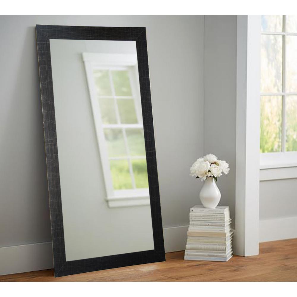 Kate & Laurel Evans Rectangle Black Leaning Mirror-209624 - The Home Depot
