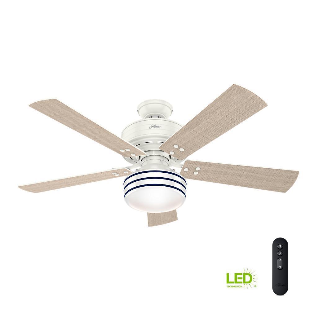 Hunter Cedar Key 52 In Indoor Outdoor Fresh White Ceiling Fan With Cedar Key 52 In Indoor Outdoor Fresh White Ceiling Fan With Light Kit And Handheld Remote Control
