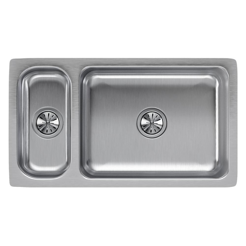 Elkay Lustertone Undermount Stainless Steel 33 In Double Bowl Kitchen Sink
