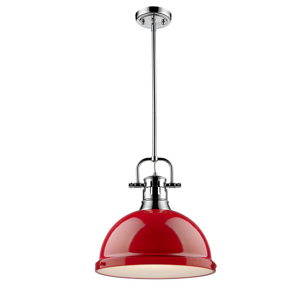 Golden Lighting 3604-L CH-RD One Light Pendant Chrome