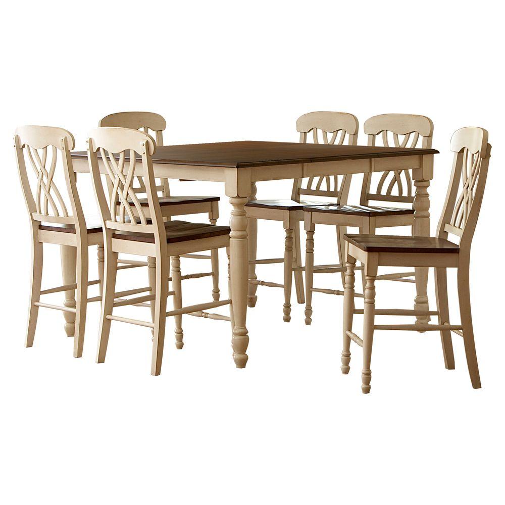 Homesullivan 7 Piece Antique White And Oak Bar Table Set 401393w 36 7pc The Home Depot