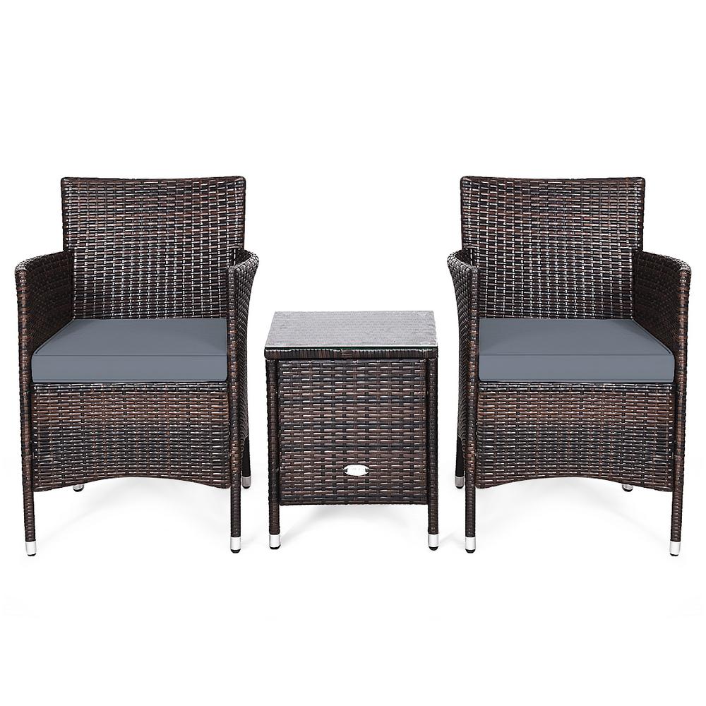 seating conversation patio piece wicker cushions cushionguard gray brown costway capacity