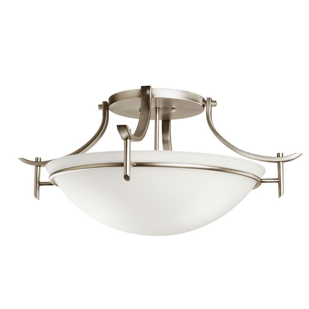 KICHLER Olympia 3Light Antique Pewter SemiFlush Mount Ceiling Light