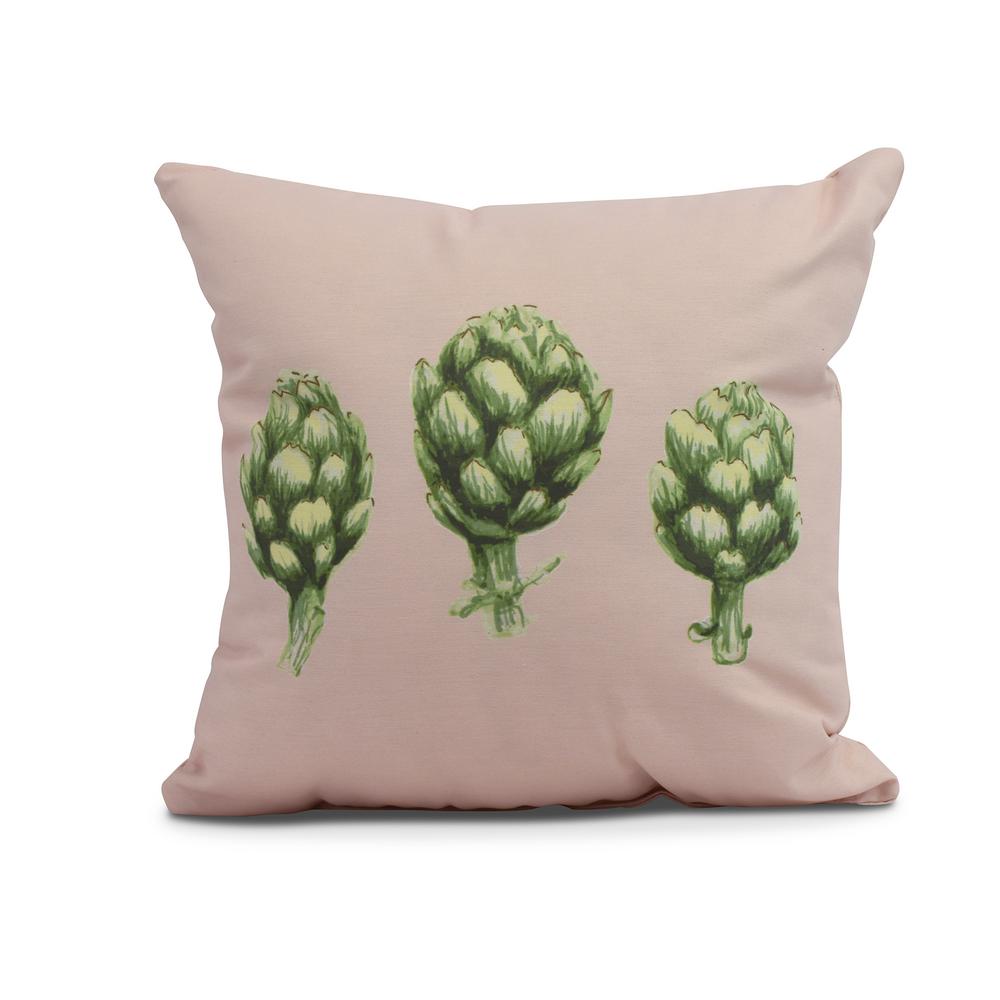 Artichoke 20 in. Pale Pink Decorative Floral Throw Pillow