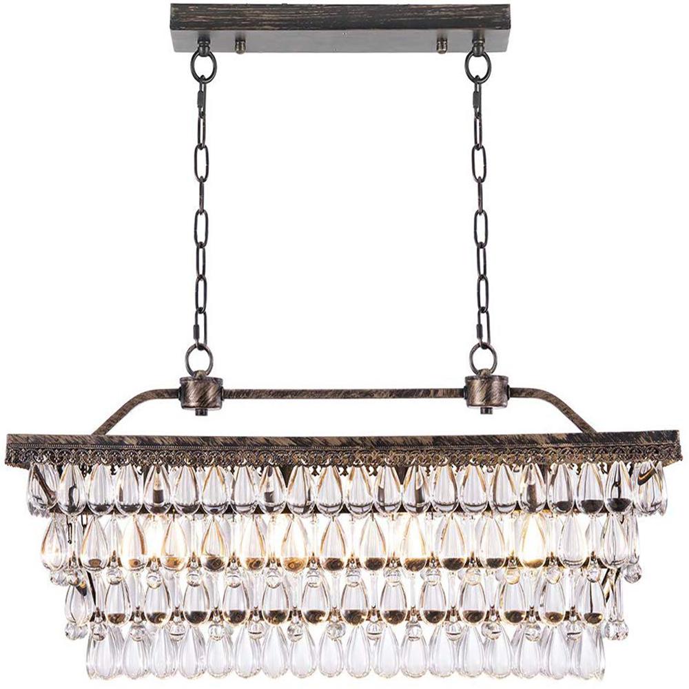 4Light Copper Rectangular Chandelier with Adjustable ChainXDCCP003 The Home Depot