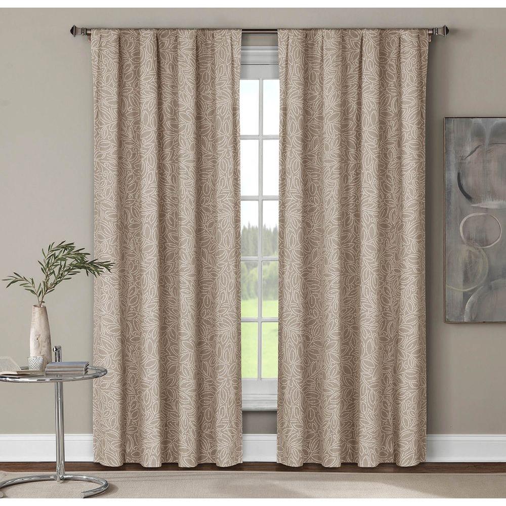 Window Elements SemiOpaque Leila Printed Cotton Extra Wide 84 in. L Rod Pocket Curtain Panel 