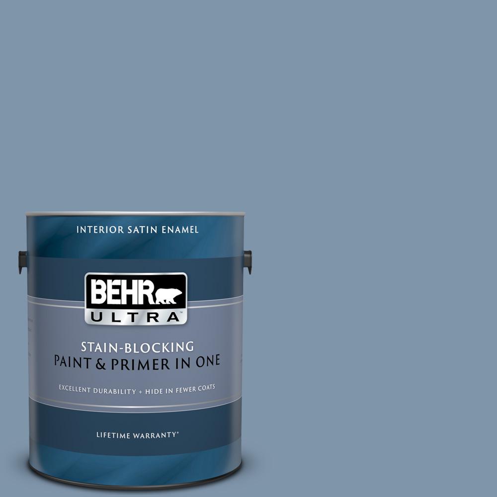BEHR ULTRA 1 gal. 560F5 Bleached Denim Satin Enamel Interior Paint