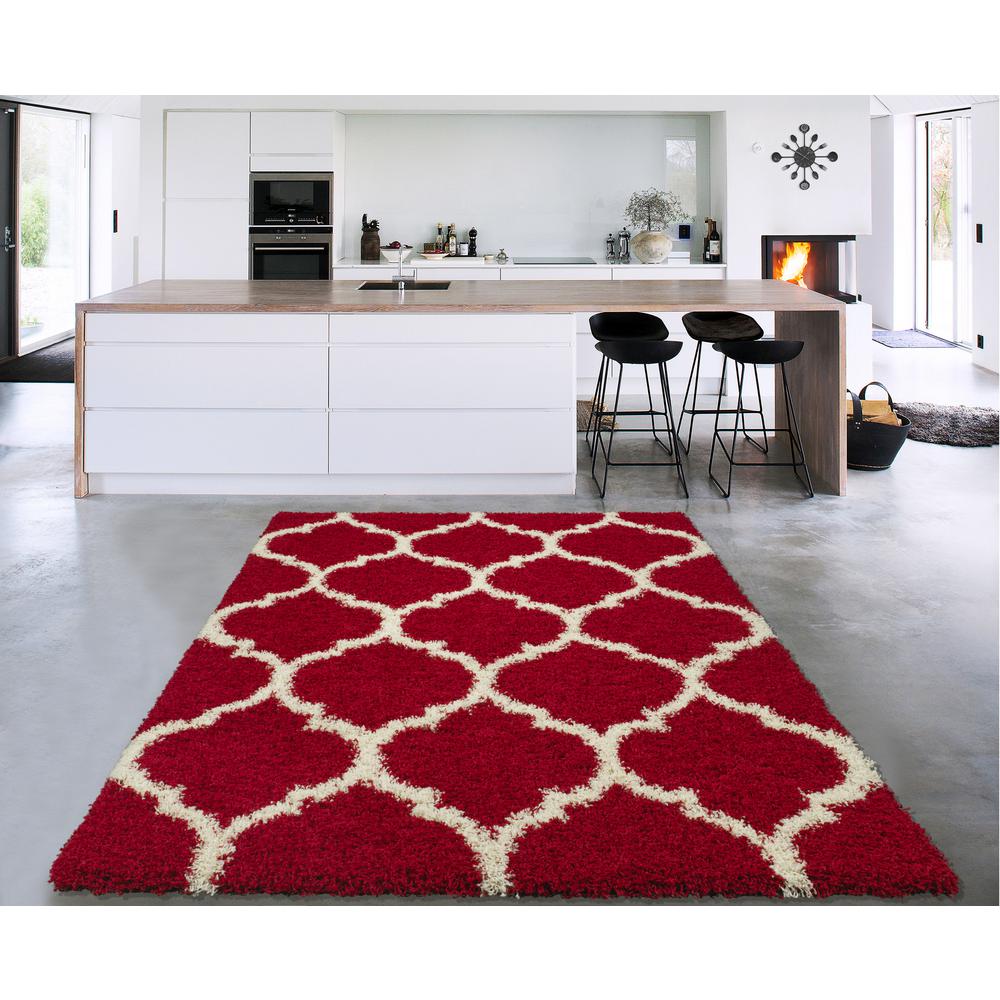 Sweet Home S Cozy Collection Red Cream Moroccan Trellis Design 5 Ft X 7 Contemporary Area Rug