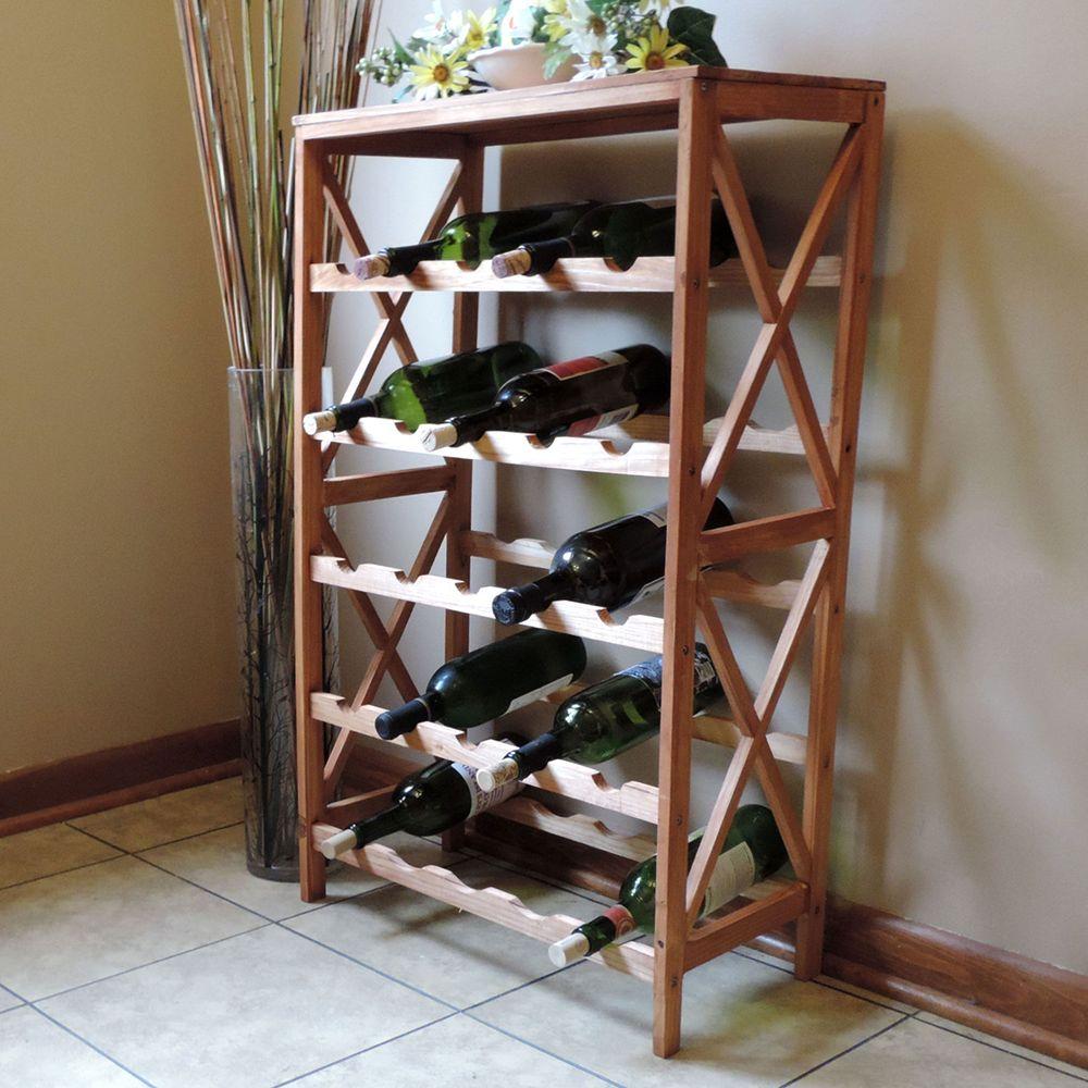 Lavish Home 25-Bottle Brown Floor Wine Rack-83-17 - The Home Depot