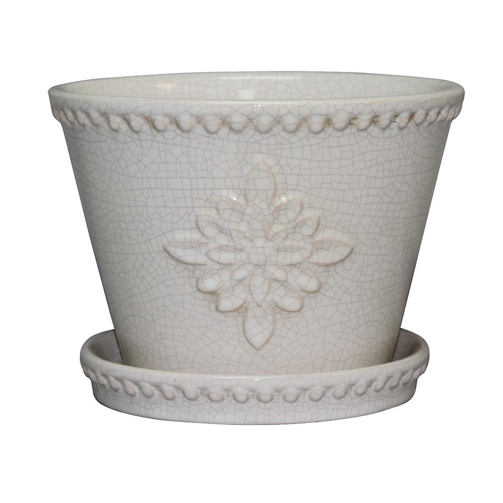 White Ceramic Plant Pots Planters The Home Depot Lorna 12 In Dia Pearl White Ceramic Pot