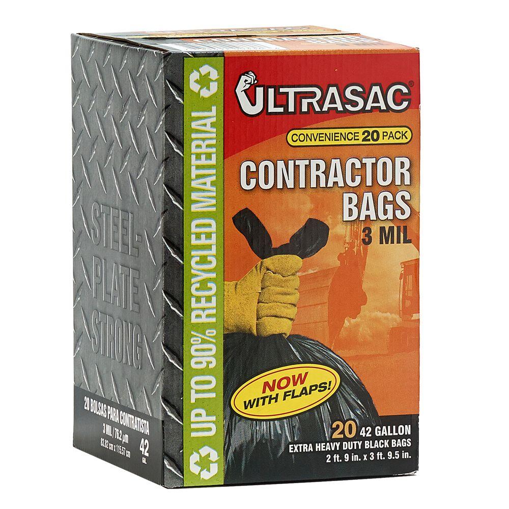 Ultrasac 42 Gal. Contractor Bags With Flaps (20Count)HMD 792697 The