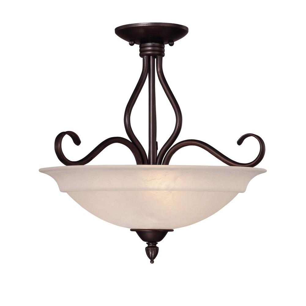 Illumine 3 Light Ceiling Fixture English Bronze Semi Flush Mount Bronze Semi Flush Mount