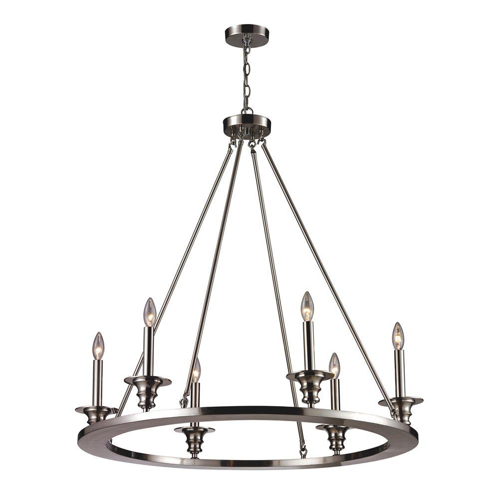 Titan Lighting Port Solerno 6Light Polished Chrome Ceiling ChandelierTN6241 The Home Depot