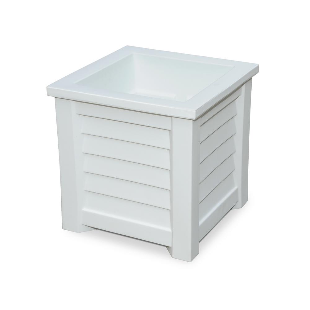 Mayne SelfWatering Lakeland 16 in. Square White Plastic Planter5866W The Home Depot