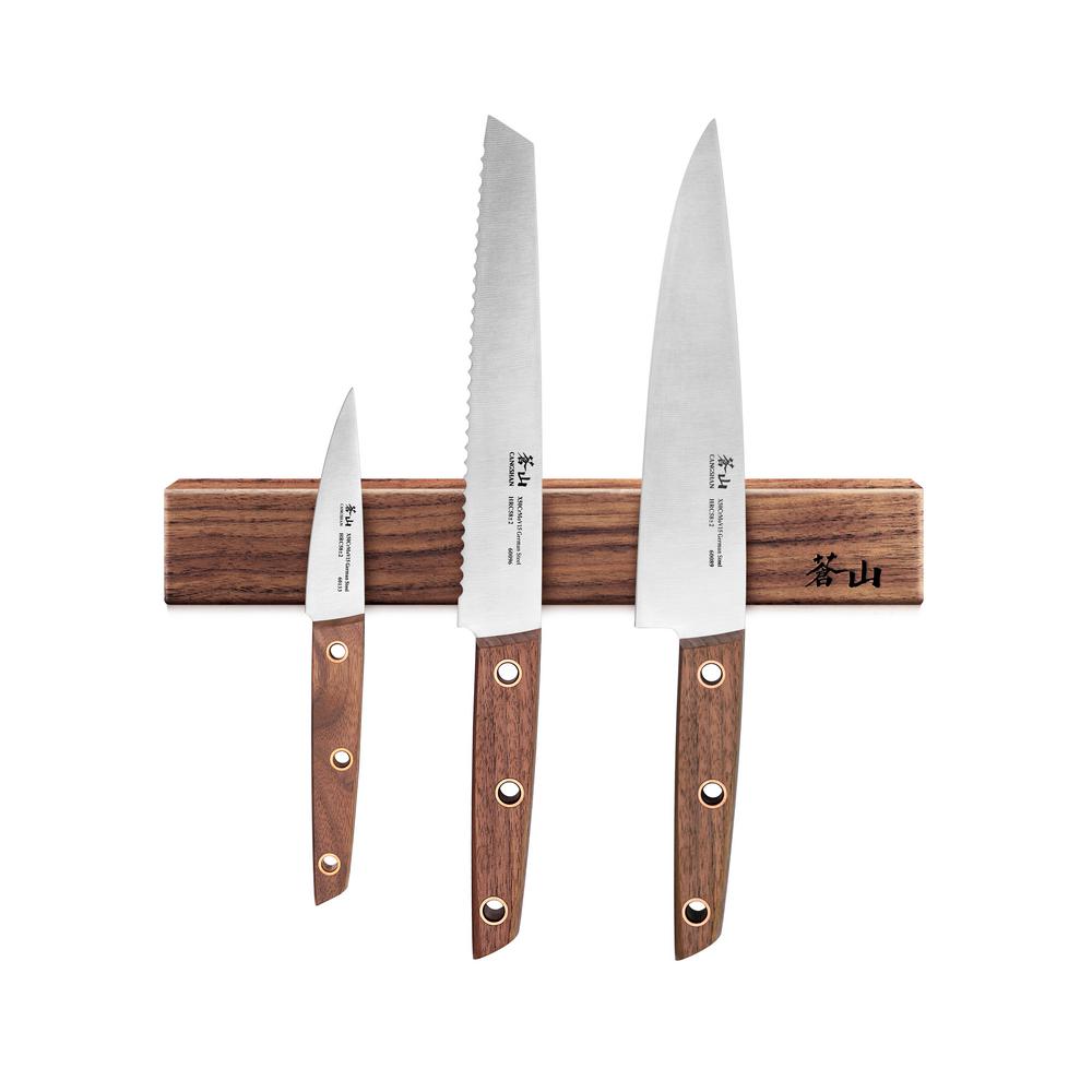 Cangshan Walnut Wood 12 In Magnetic Knife Bar 61727 The Home Depot Magnetic Knife Bar