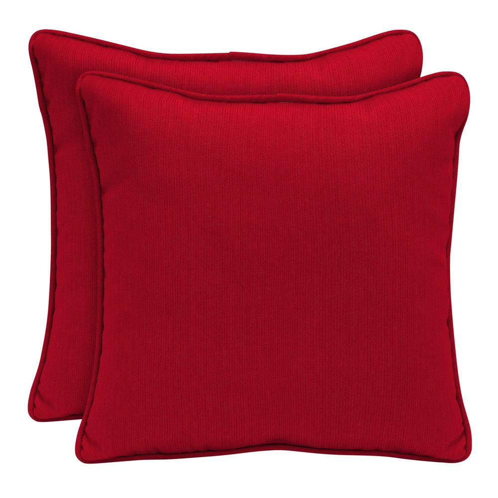Hampton Bay 18 in. Red Chevron Outdoor Toss Pillow with Welt (2Pack