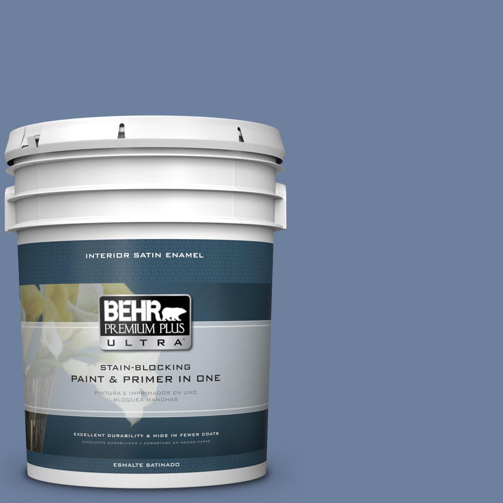 BEHR Premium Plus Ultra 5 gal. MQ260 Iron Gate Satin Enamel Interior Paint and Primer in One