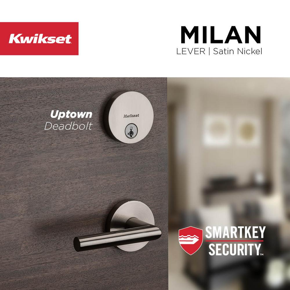 Clear Pack 258 RDT 15 SMT CP K4 Kwikset Uptown Low Profile Round Contemporary Deadbolt Featuring Smartkey In Satin Nickel
