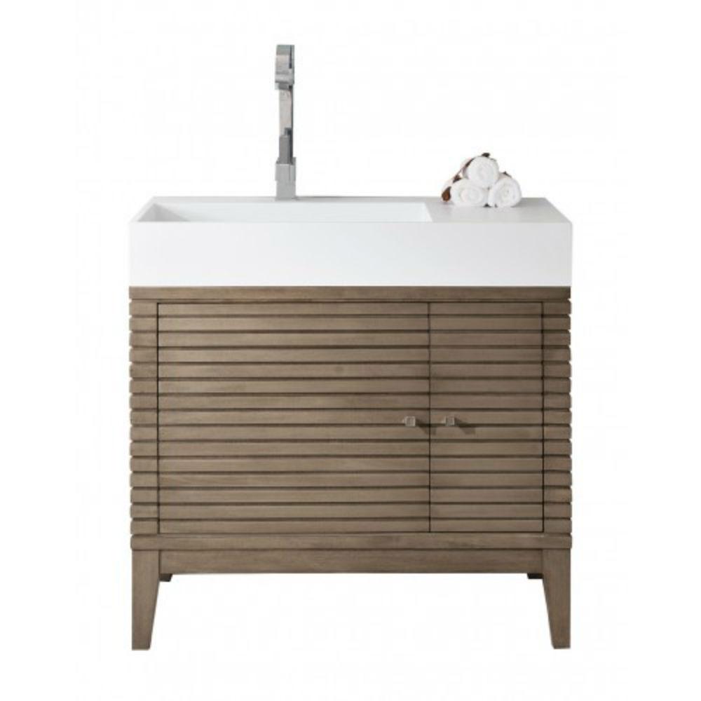 James Martin Signature Vanities Linear 36 In W Single Vanity James Martin Signature Vanities Linear 36 In W Single Vanity Whitewashed Walnut With Solid