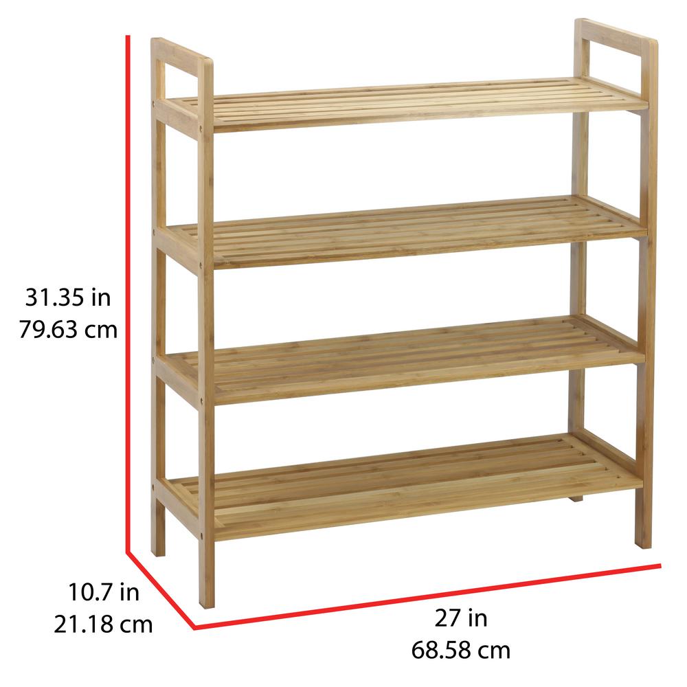 Oceanstar 16 Pair Natural 4 Tier Bamboo Shoe Organizer 4sr1668 The Home Depot