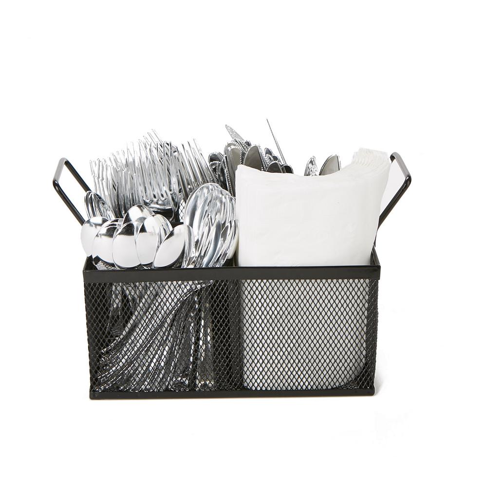 Mind Reader 4 Section Black Mesh Cutlery Caddy Cutlery Holder Flatware Organizer Forks Spoons Knives Countertops Meshsq4 Blk The Home Depot