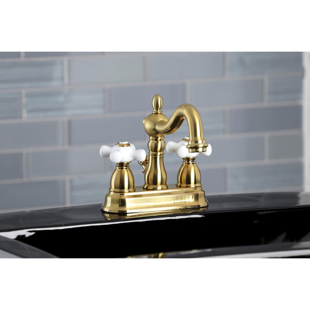 Kingston Brass Heritage 4 In Centerset 2 Handle Bathroom Faucet Brushed Hkb1607px The Home Depot - Brushed Brass Centerset Bathroom Faucet Kingston Brass Heritage 4 In Centerset 2 Handle Bathroom Faucet Brushed Hkb1607px The Home Depot - Brushed Brass Centerset Bathroom Faucet