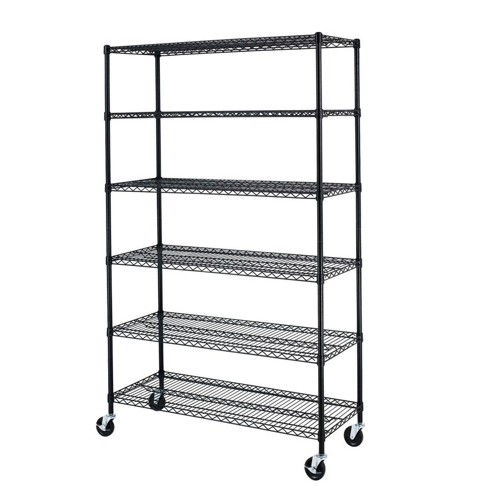 Trinity 5 Tier Heavy Duty Wire 60 In X 24 72 Shelving 72 In X 48 18 Black Wire 6 Tier