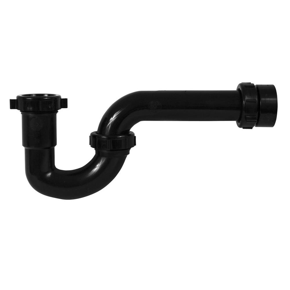 Oatey 1-1/2 in. Black Plastic Sink Drain P-Trap with Threaded Adapter ...