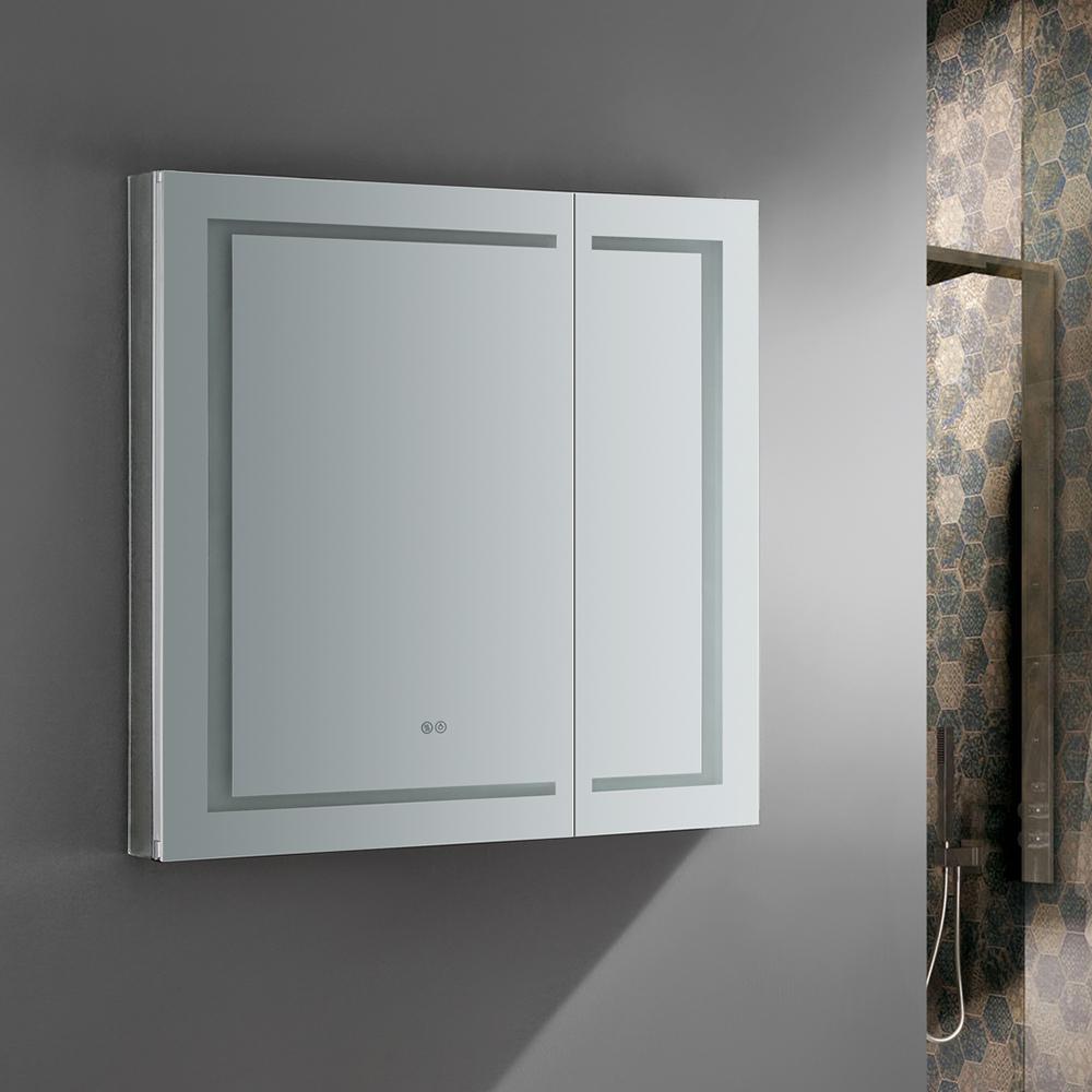 Fresca Spazio 36 In W X 36 In H Recessed Or Surface Mount Medicine Cabinet With Led Lighting And Mirror Defogger Fmc023636 The Home Depot