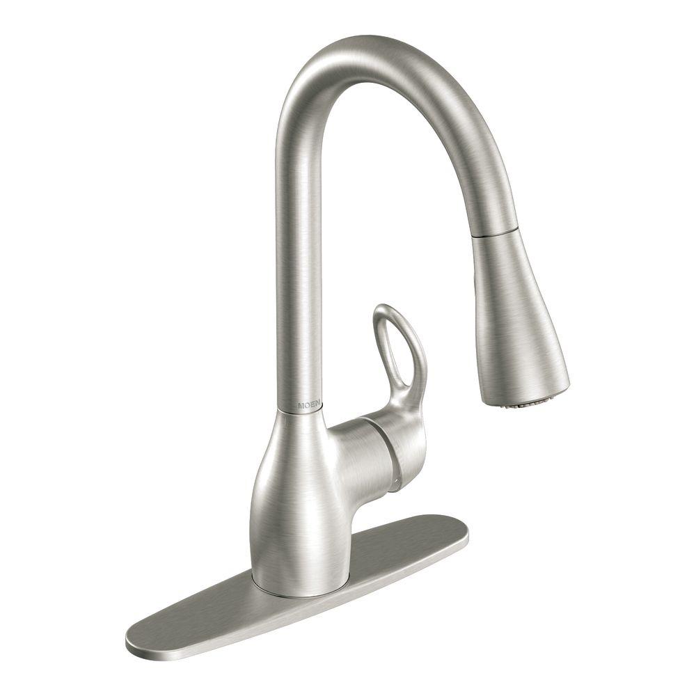 MOEN Kleo Single-Handle Pull-Down Sprayer Kitchen Faucet ...