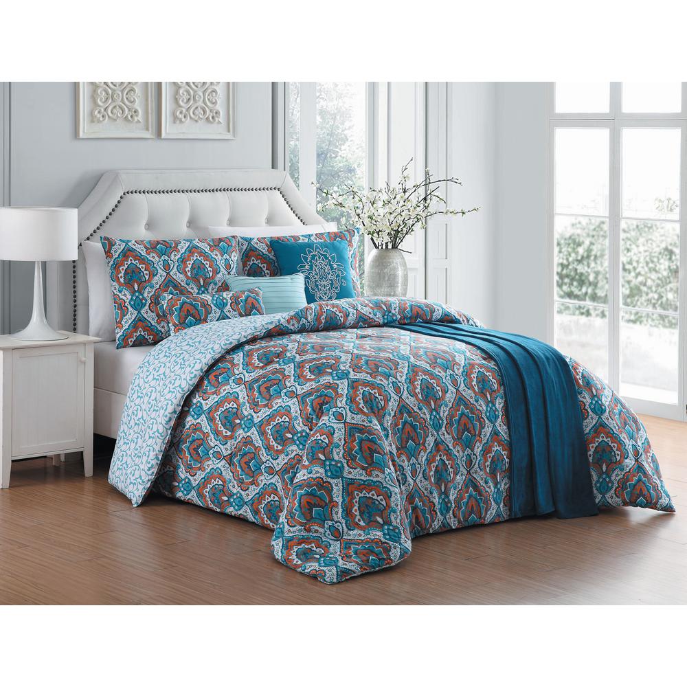 Avondale Manor Everly 7 Piece Teal Queen Comforter Set With Throw Avondale Manor Everly 7 Piece Teal Queen Comforter Set With Throw Evr7csquenghtl The Home Depot