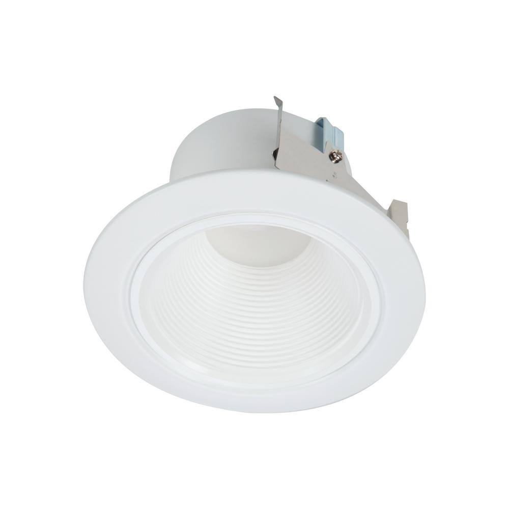 Photo 1 of 4 in. 3000K White Integrated LED Recessed Ceiling Light Retrofit Trim Deep Baffle for Low Glare Title 20 Compliant