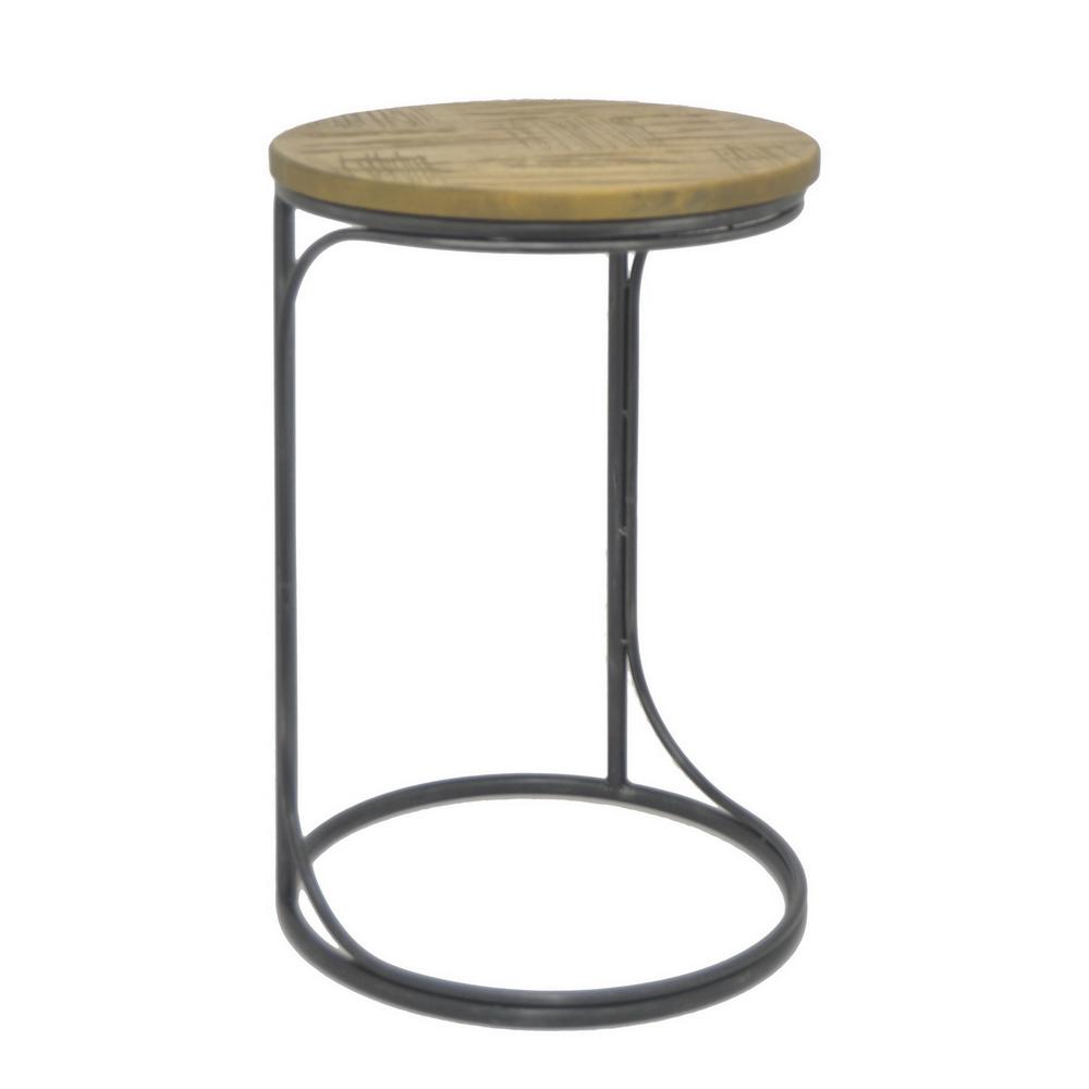 Three Hands 24 In Black Metal And Wood Accent Table 63483 The Black Metal And Wood Accent Table