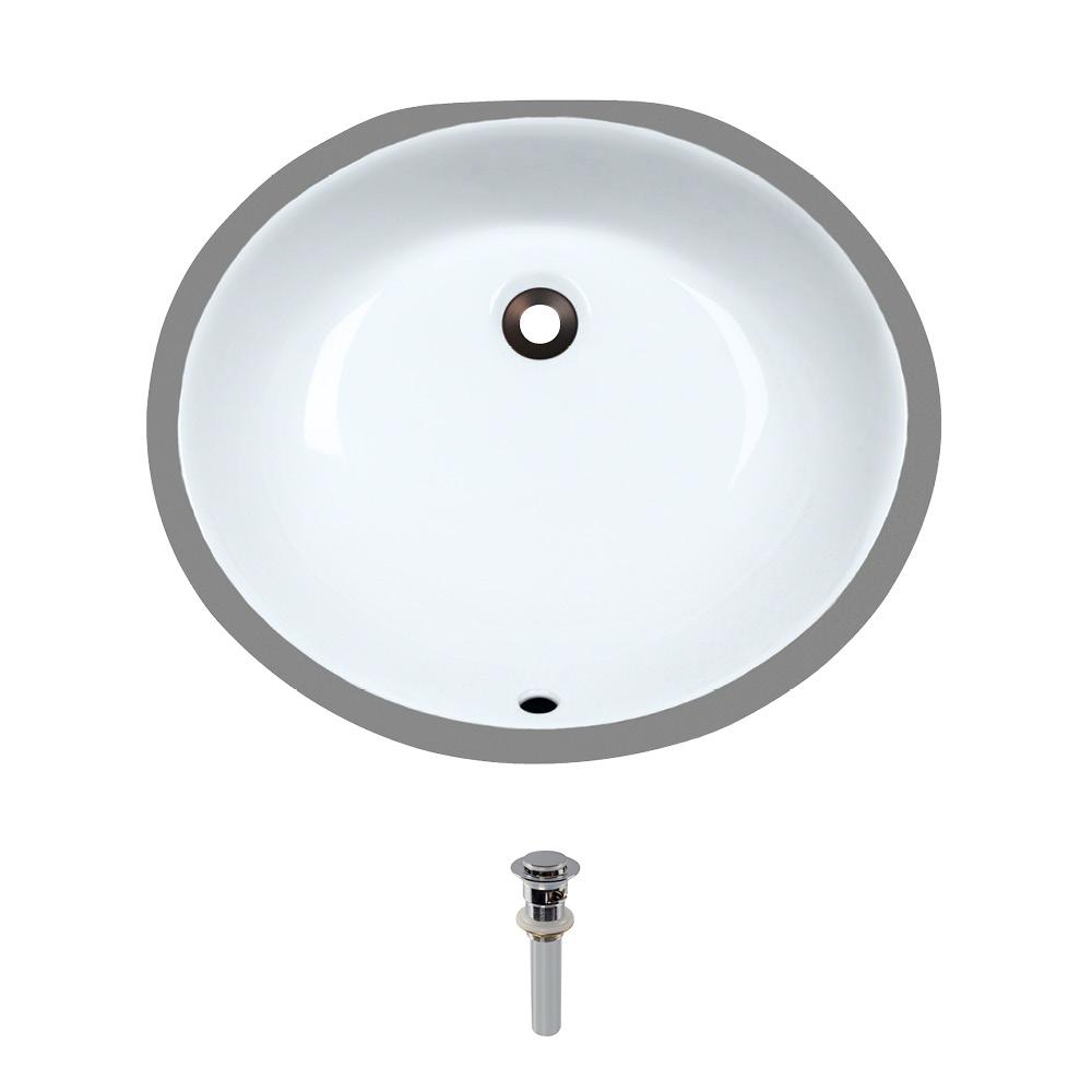 Glacier Bay Oval Undermounted Bathroom Sink in White14028W The