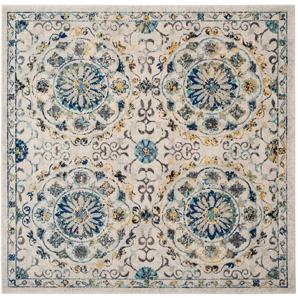 Square Jute Area Rugs The Home Depot Evoke Ivory Blue 7 Ft X Square Area Rug