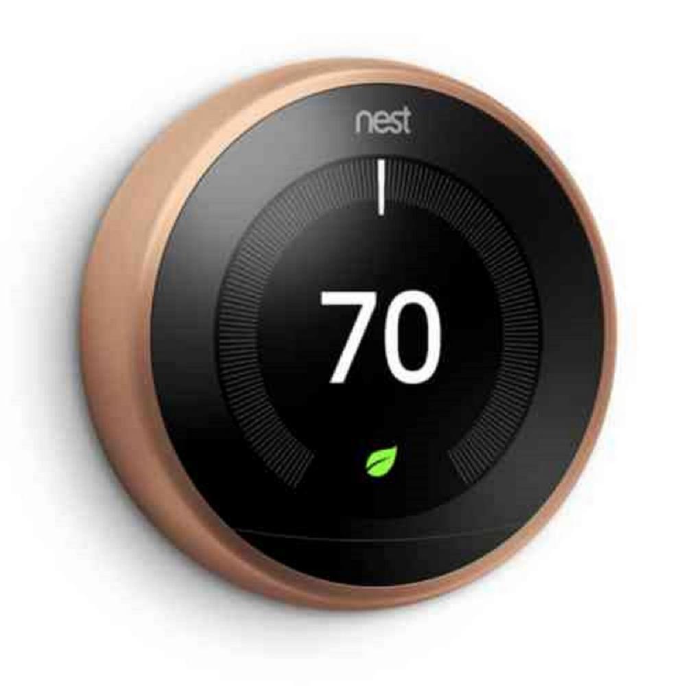 Nest 3rd Generation 7 Day Programmable Learning Wi-Fi Thermostat, Copper, (2 -... by Nest