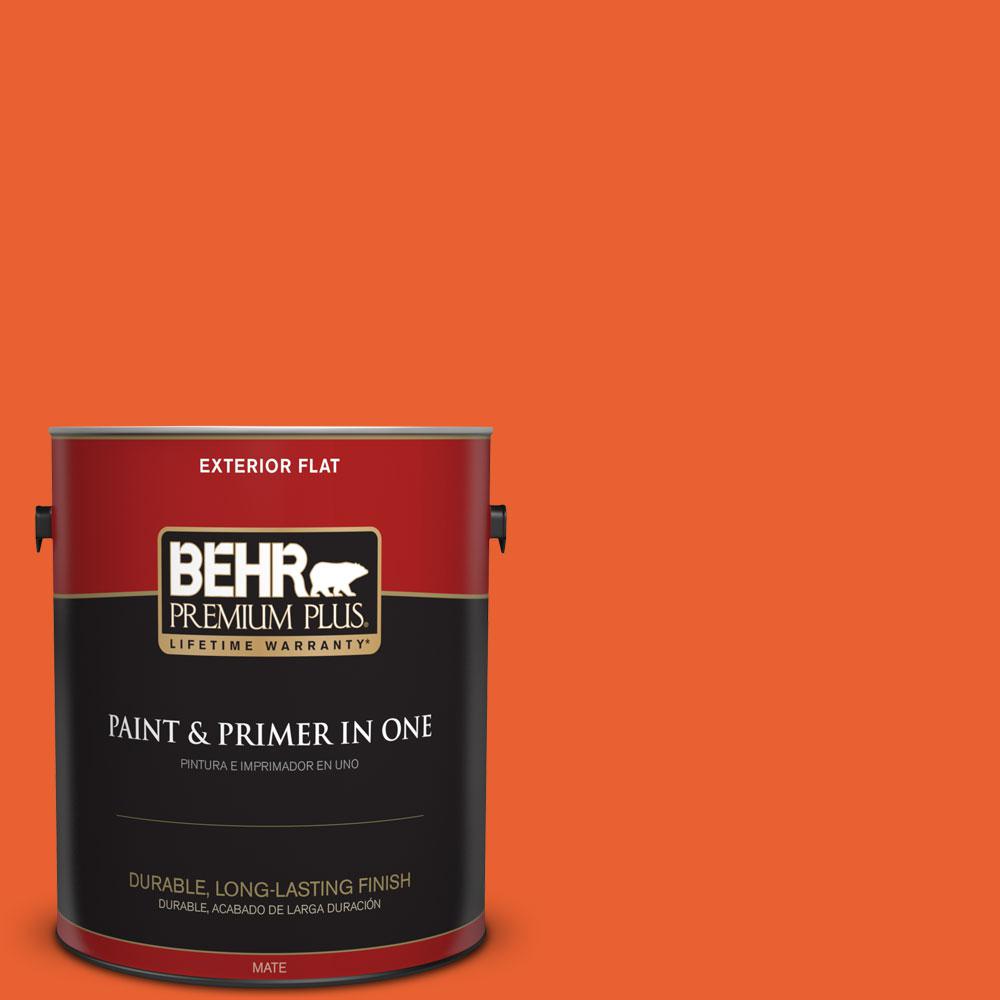 BEHR Premium Plus 1-gal. #S-G-230 Startling Orange Flat Exterior Paint