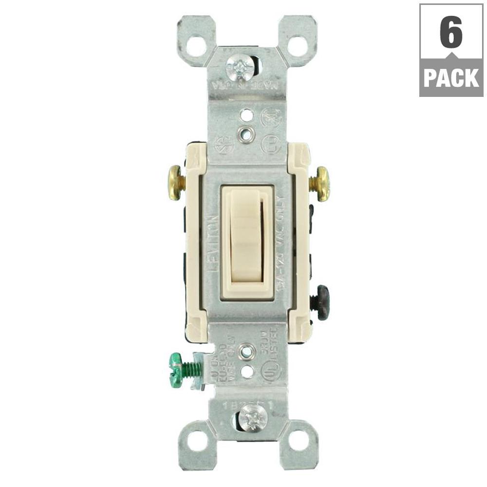 125 Volt Toggle Light Switches Wiring Devices Controls 15 Amp 3 Way Toggle Switch Light Almond 6 Pack