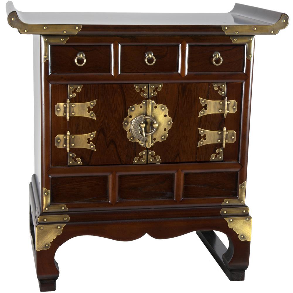 Oriental Furniture Korean Brown End Table Krn B 1 The Home Depot Oriental Furniture Korean Brown End Table