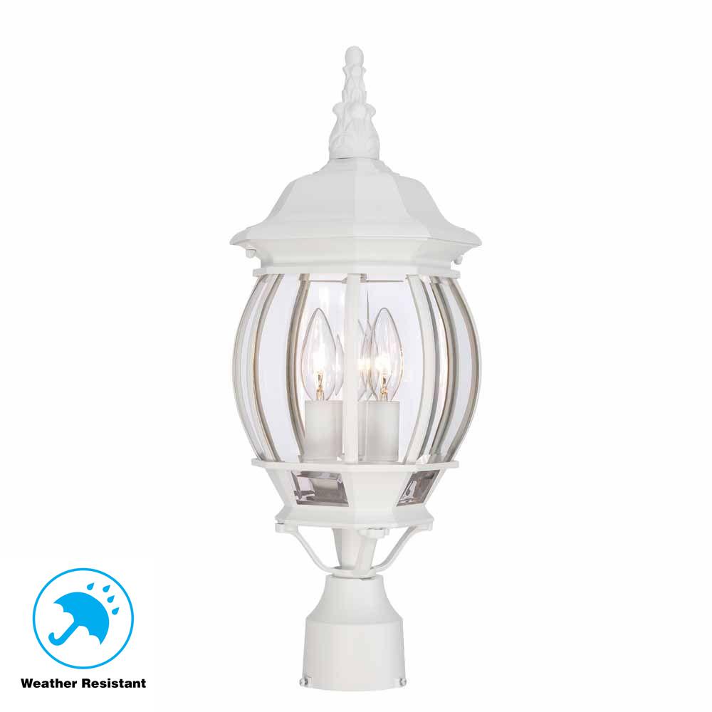 Hampton Bay 3 Light White Outdoor Post Hb7029 06 The Home Depot Hampton Bay 3 Light White Outdoor Post, Outdoor Post Light Fixtures With Photocell