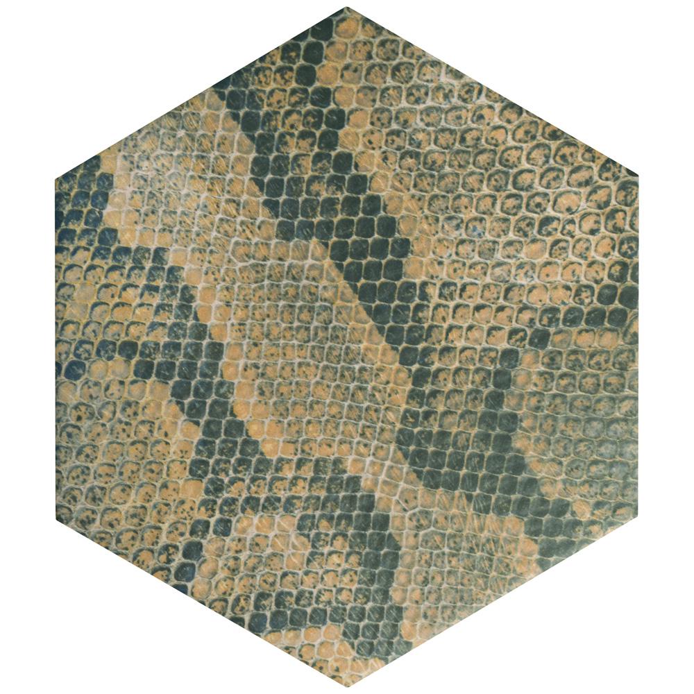 Merola Tile Reptile Hex Colours Mix 85/8 in. x 97/8 in. Porcelain