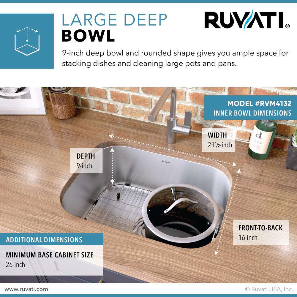 Ruvati 24 In Single Bowl Undermount 16 Gauge Stainless Steel Kitchen Sink Rvm4132 The Home Depot - 24 Inch Kitchen Sink Home Depot Ruvati 24 In Single Bowl Undermount 16 Gauge Stainless Steel Kitchen Sink Rvm4132 The Home Depot - 24 Inch Kitchen Sink Home Depot