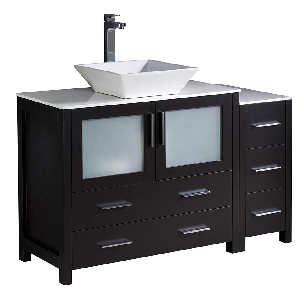 Fresca Torino 48 in. Bath Vanity in Espresso with Glass Stone Vanity Top in White with White