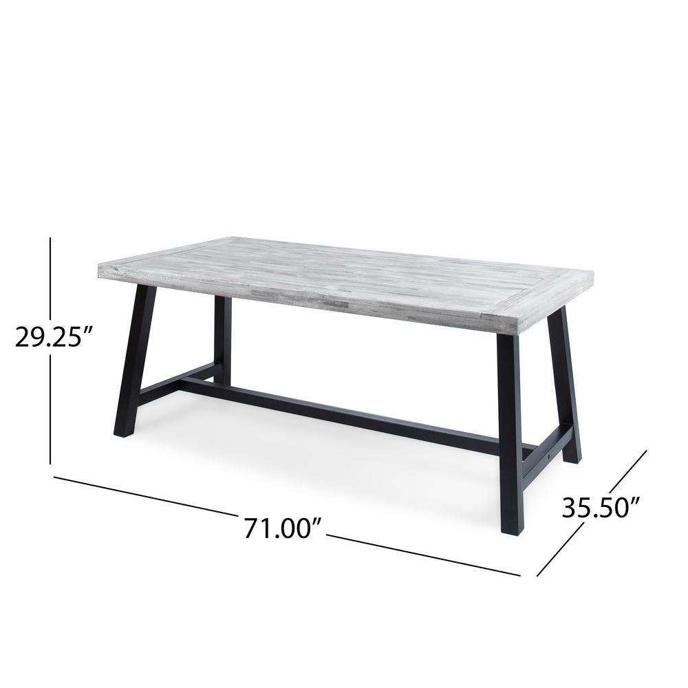 Noble House Carlisle Light Grey Sandblast Wood Outdoor Dining Table 40668 The Home Depot